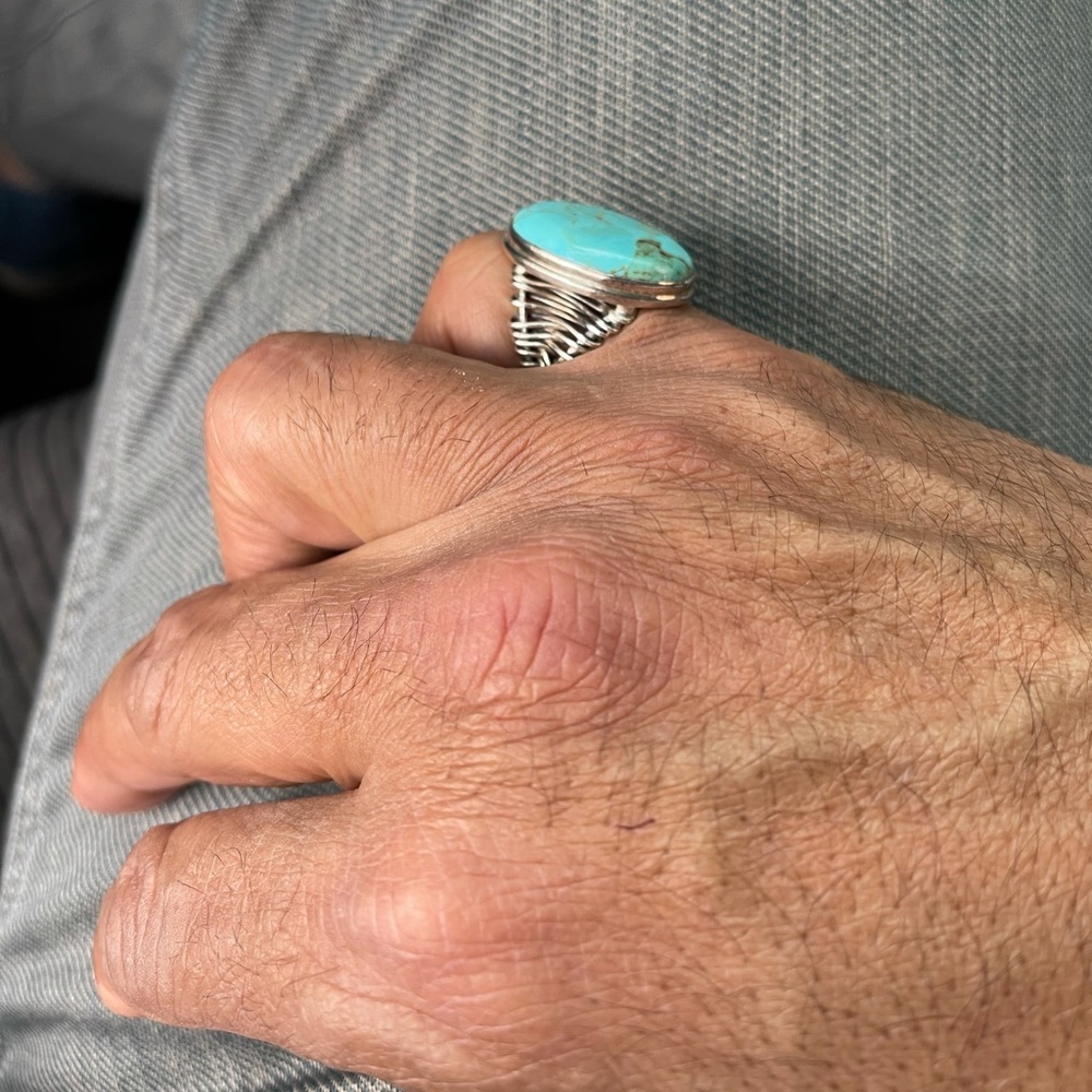 Solid Starling Silver Ring With Precious Blue Sto… - image 2